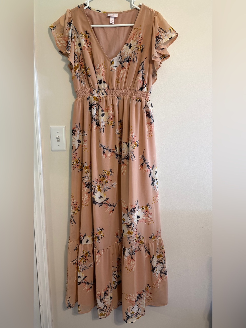 Isabel Maternity by Ingrid & Isabel Peach Floral Maternity Maxi Dress